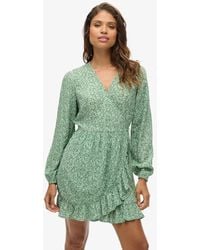 Superdry - & Co Printed Long Sleeve Wrap Mini Dress - Lyst