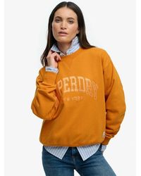 Superdry - & Co Varsity Satin Applique Crew Sweatshirt - Lyst