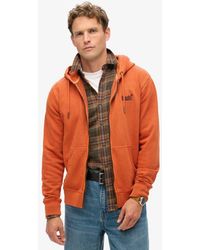 Superdry - Essential Logo Washed Hoodie Met Rits - Lyst