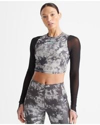 Superdry - Sport Run Mesh Long Sleeve Cropped Top Tie Dye - Lyst