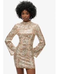 Superdry - & Co Long-sleeved Printed Mini Dress - Lyst