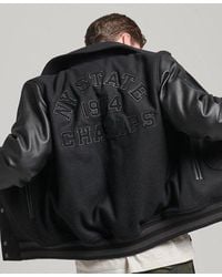 Superdry - College Varsity Patch Bomber Jacket Jet - Lyst