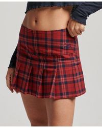 Superdry - Check Pleat Mini Skirt - Lyst