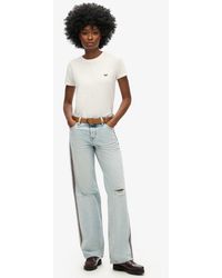 Superdry - & Co Mid Rise Wide Leg Double Tape Jeans - Lyst