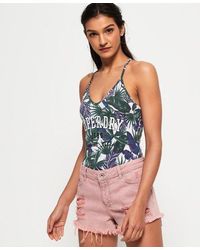 Superdry Strappy All Over Print Bodysuit - Blue