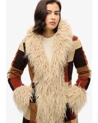 Superdry - Slim Fit Patchwork Long Afghan Coat - Lyst