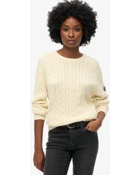 Superdry - Slouchy Kabelgebreide Trui - Lyst