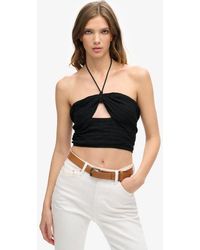 Superdry - & Co Crop Cut Out Woven Top - Lyst