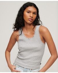 Superdry - Ladies Organic Cotton Vintage Lace Trim Vest Top - Lyst