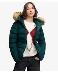 Superdry - & Co Hooded Faux Fur Fuji Padded Jacket - Lyst