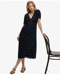 Superdry - & Co Printed Button Short Sleeve Midi Tea Dress - Lyst