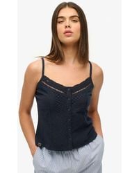 Superdry - & Co Lace Button Through Cami Top - Lyst