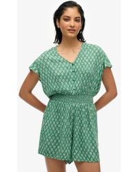 Superdry - Playsuit Met Print En Korte Mouwen - Lyst