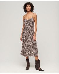 Superdry - Printed Button-up Cami Midi Dress - Lyst