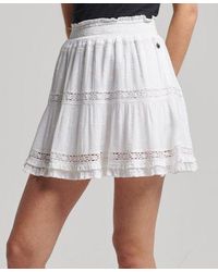 Superdry - Vintage Lace Mini Skirt White - Lyst