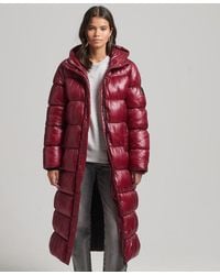 Superdry Xpd Sports Longline Puffer Coat Pink - Red