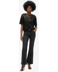 Superdry - Sheer Short Sleeve Sequin Top - Size: 8 - Lyst