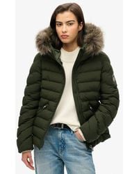 Superdry - Veste rembourrée à capuche en fourrure synthétique fuji - Lyst