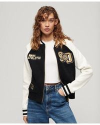 Superdry - Ladies Lightweight Graphic Embroidered College Jersey Bomber - Lyst