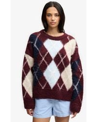 Superdry - & Co Slouchy Brushed Argyle Knit Jumper - Lyst