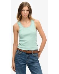 Superdry - Athletic Essentials Vintage Lace Trim Vest Top Size: S/M - Lyst