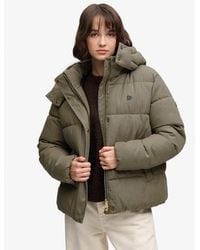 Superdry - & Co Premium Hooded Check Puffer Jacket - Lyst