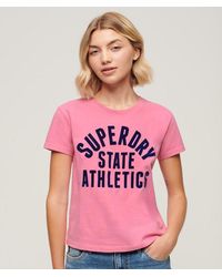 Superdry - & Co Varsity Flocked Fitted T-shirt - Lyst
