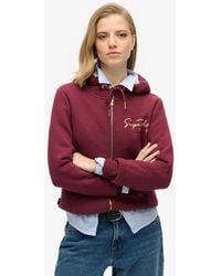 Superdry - Luxe Hoodie Met Metallic Logo En Rits - Lyst
