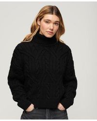 Superdry - Twist Cable Knit Polo Neck Jumper - Lyst