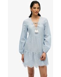 Superdry - Cotton Broderie Tiered Mini Dress - Lyst