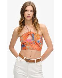 Superdry - & Co Crop Cut Out Woven Top - Lyst