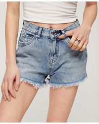 Superdry - Classic Ripped High Rise Denim Shorts - Lyst