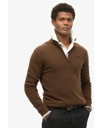 Superdry - Essential Embroidered Knitted Half Zip Jumper - Lyst