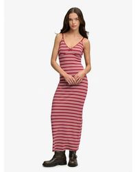 Superdry - Stripe Ribbed Jersey Maxi Dress - Lyst