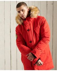 red mens parka jacket