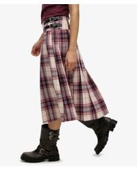 Superdry - & Co Check Pleated Midi Skirt - Lyst