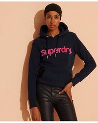 Superdry - Core Logo Flock Hoodie Nautical - Lyst