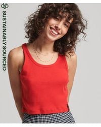 Superdry - & Co Organic Cotton Vintage Ribbed Crop Vest Top - Lyst