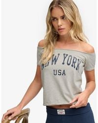 Superdry - & Co Graphic Bardot Short Sleeve Top - Lyst