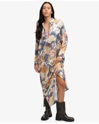 Superdry - Satin Print Floral Maxi Shirt Dress - Lyst