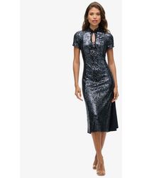 Superdry - & Co Fully Lined Sequin Mandarin Midi Dress - Lyst