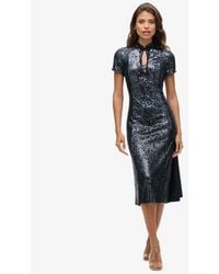 Superdry - Robe mi-longue à col mao et sequins - Lyst