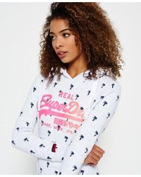 Superdry - Vintage Logo Ditsy All Over Print Hoodie Ice Marl - Lyst