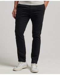 Superdry - Officer's Slim Chino Trousers Black - Lyst