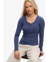Superdry - Athletic Button Down Long Sleeve Top - Lyst