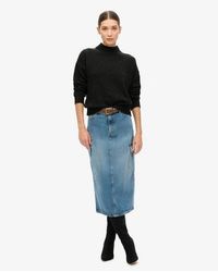 Superdry - Denim Cargo Pocket Midi Skirt - Lyst