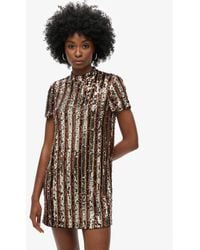Superdry - Mini T-shirtjurk Met Pailletten - Lyst