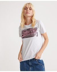 Superdry - Vintage Logo Star Sequin T-Shirt Ice Marl - Lyst