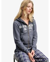 Superdry - & Co Athletic Essentials Embroidered Cropped Zip Hoodie - Lyst