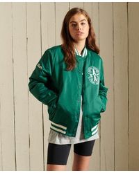 Superdry - Boyfriend Varsity Bomber Jacket Fern - Lyst